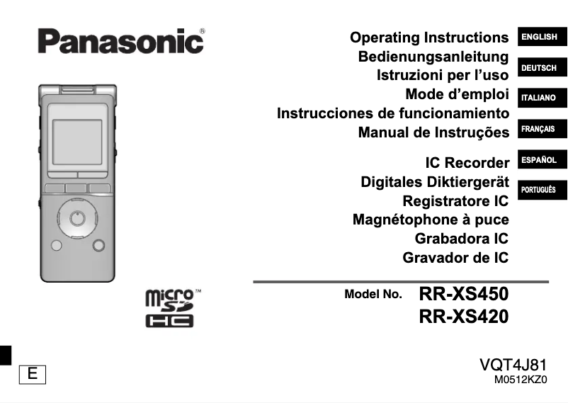 Page 1 of the manual User Manual Panasonic RR-XS450E