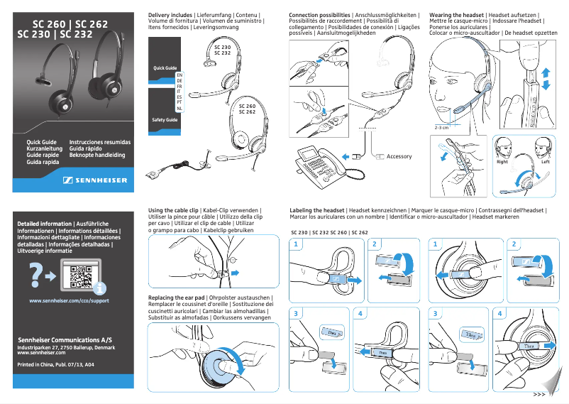 First page image of the manual for SC 232