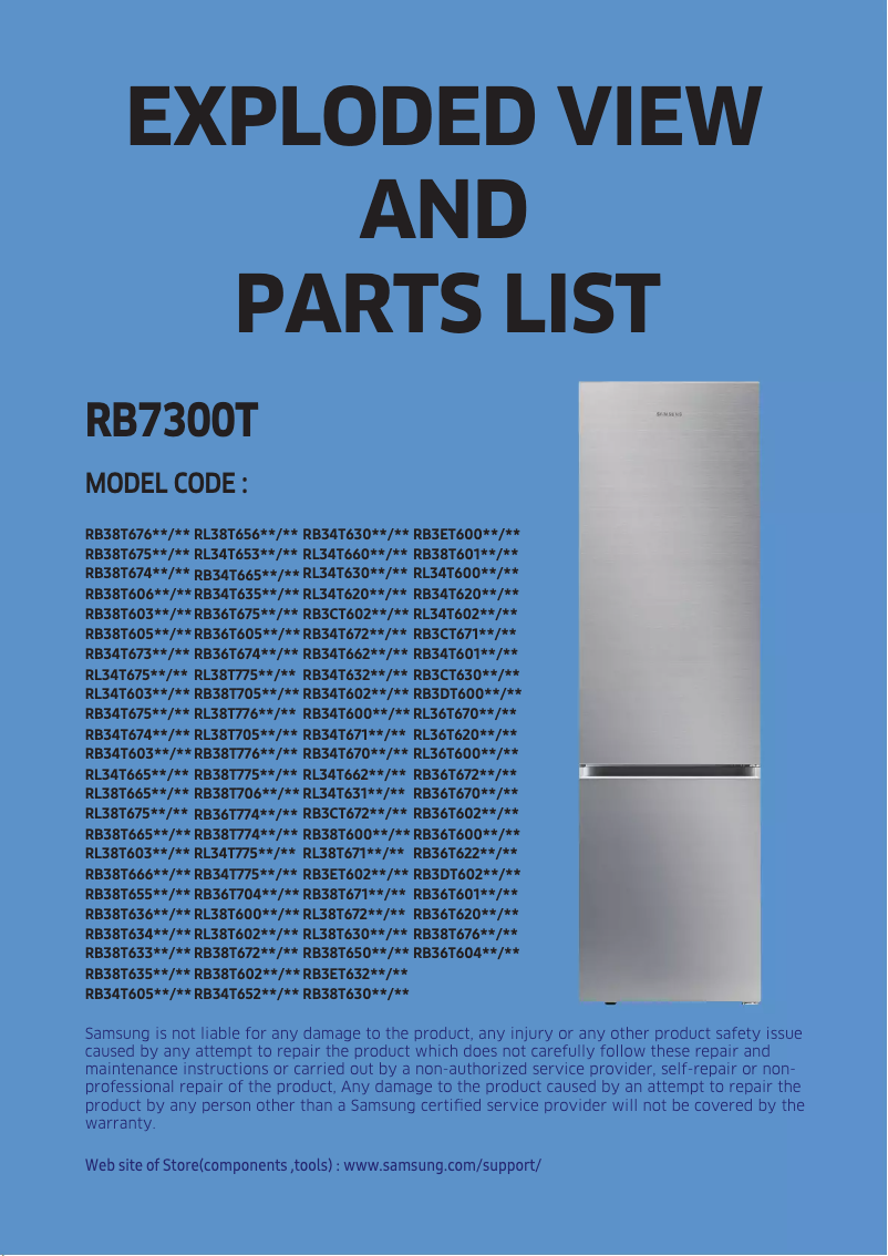 Page 1 of the manual Technical Sheet Samsung RB38T602CSA