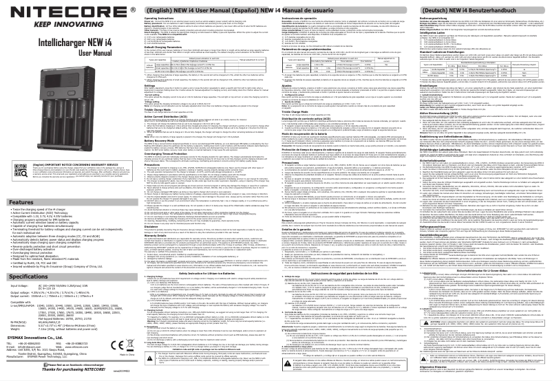Page 1 of the manual User Manual Nitecore NEW i4