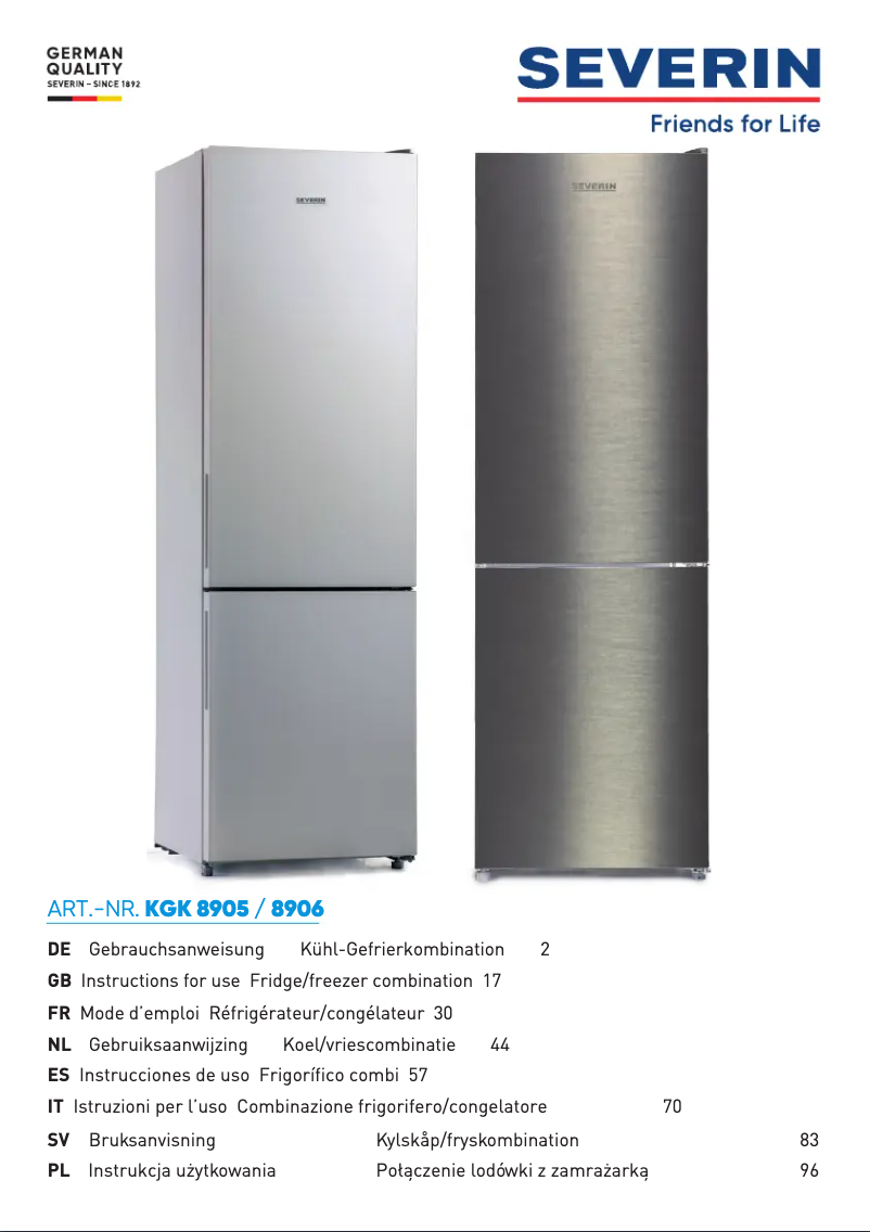 First page image of the manual for KGK 8905