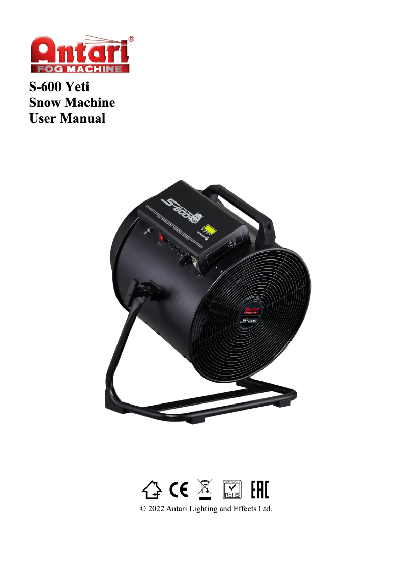 Page 1 of the manual User Manual Antari S-600