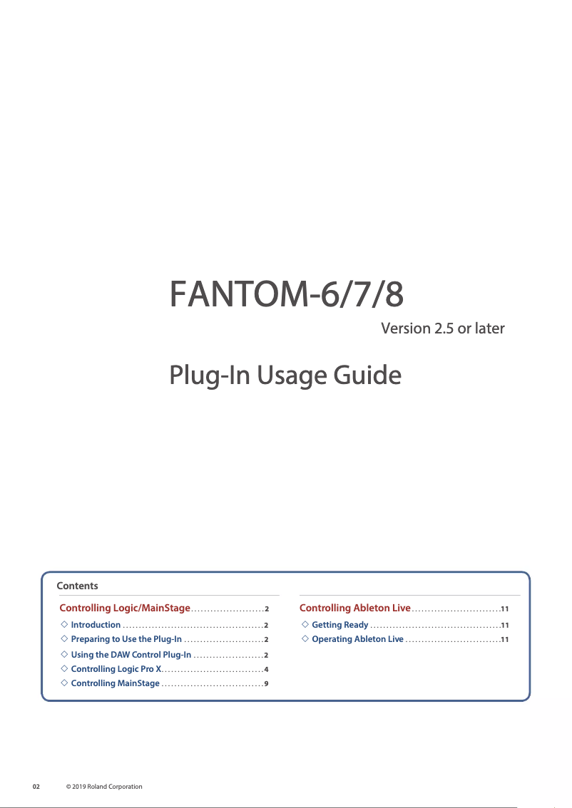 First page image of the manual for Fantom 8