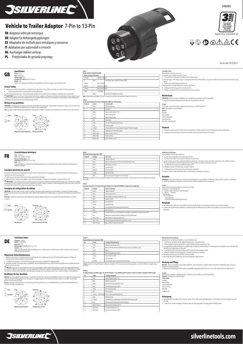 First page image of the manual for 348284