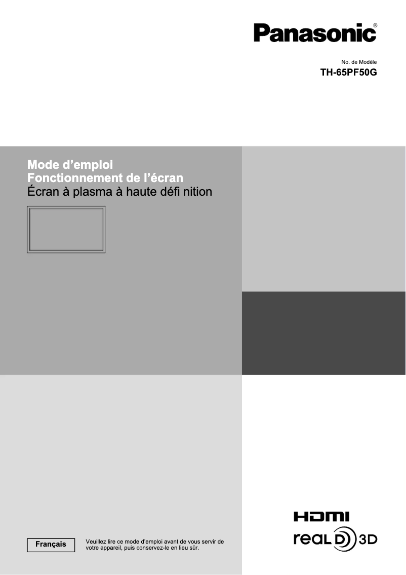 Page 1 of the manual User Manual Panasonic TH-65PF50G