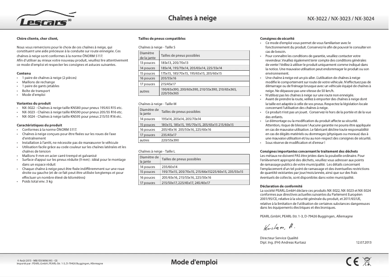 Page 1 of the manual User Manual Lescars NX-3024