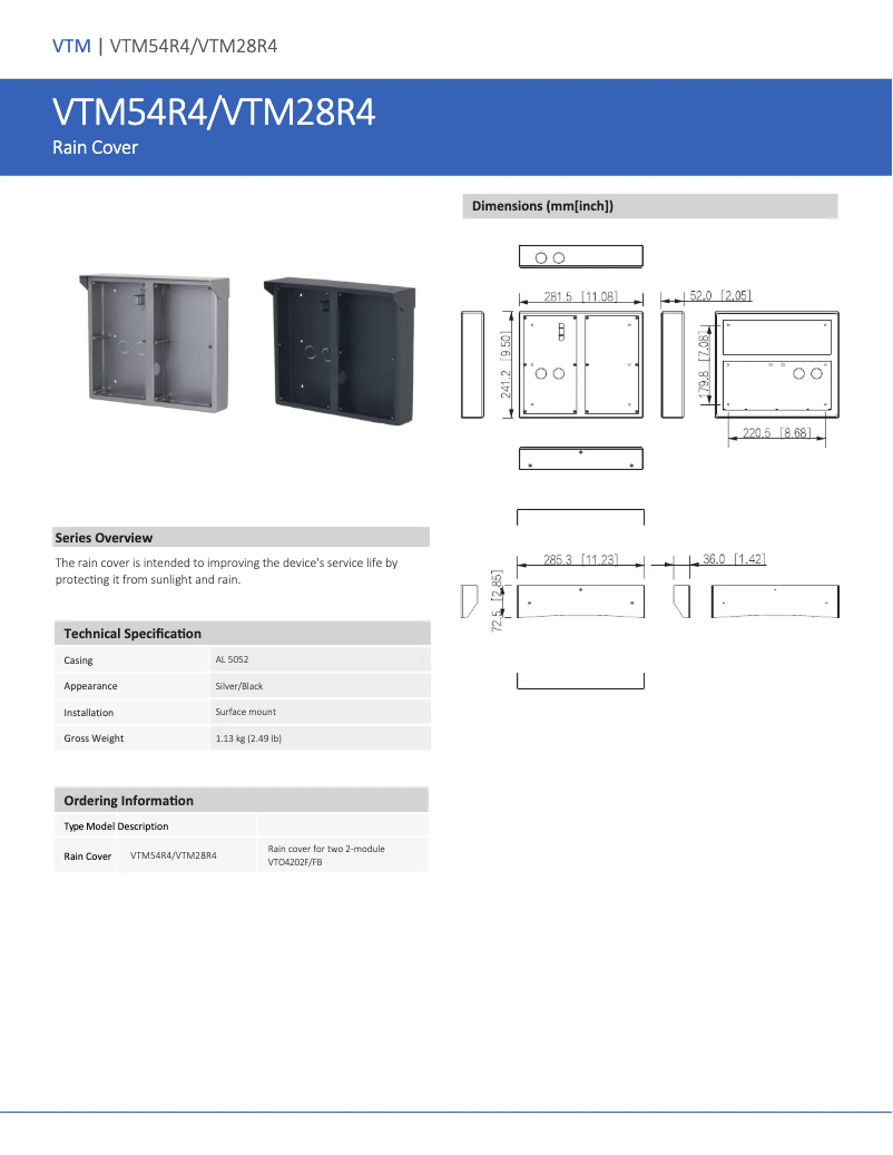 First page image of the manual for VTM54R4