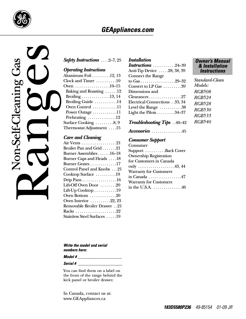 Page 1 of the manual Use and Maintenance Manual Hotpoint RGB530BEAWH