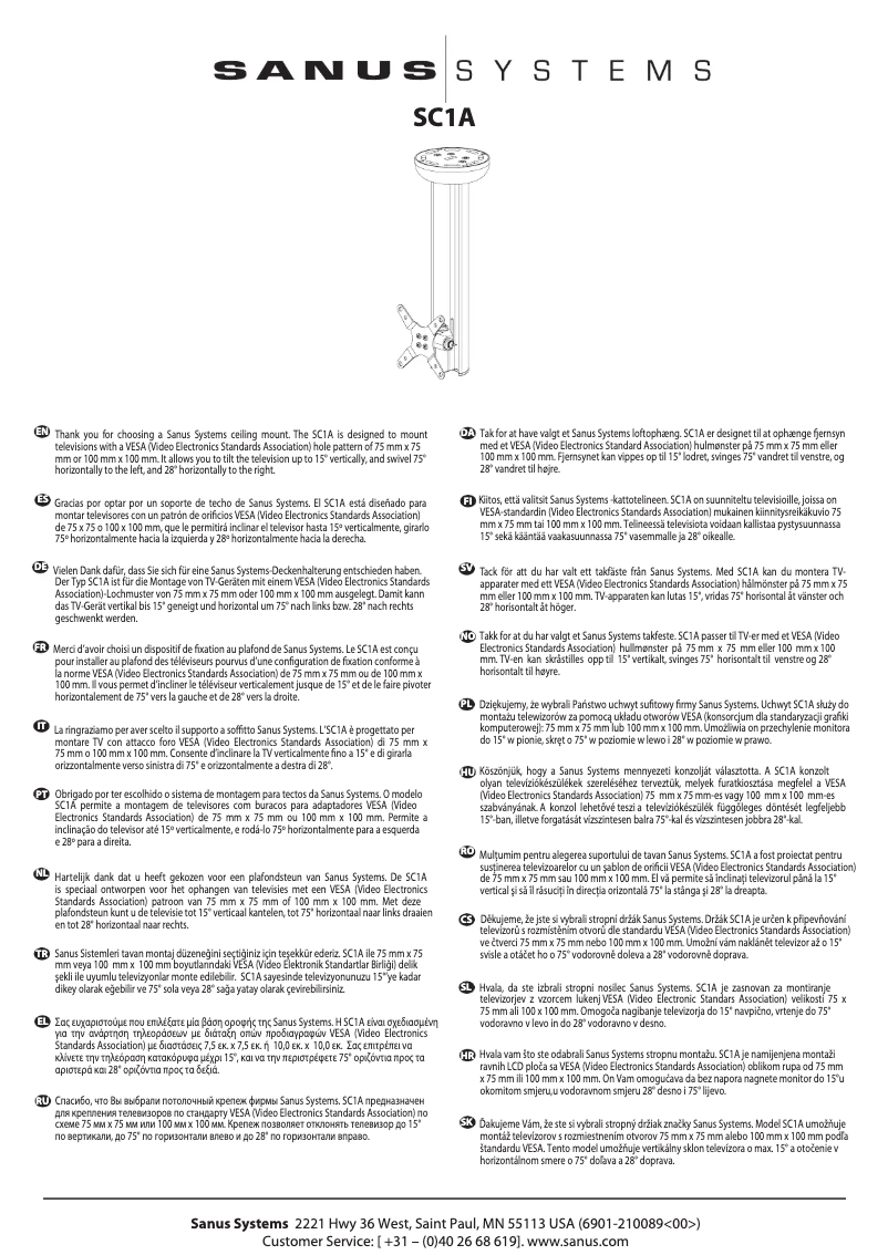 First page image of the manual for SC1A