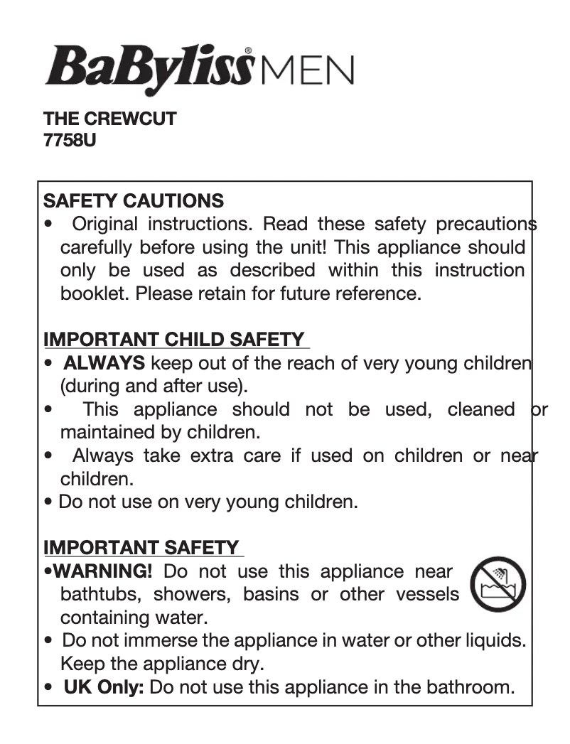 First page image of the manual for The Crewcut:7758U