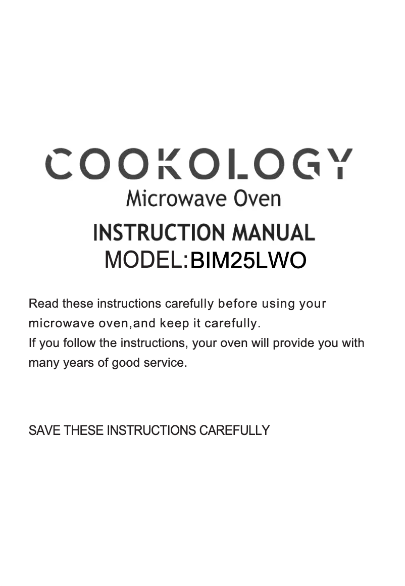 Page 1 of the manual User Manual Cookology BIM25LWO