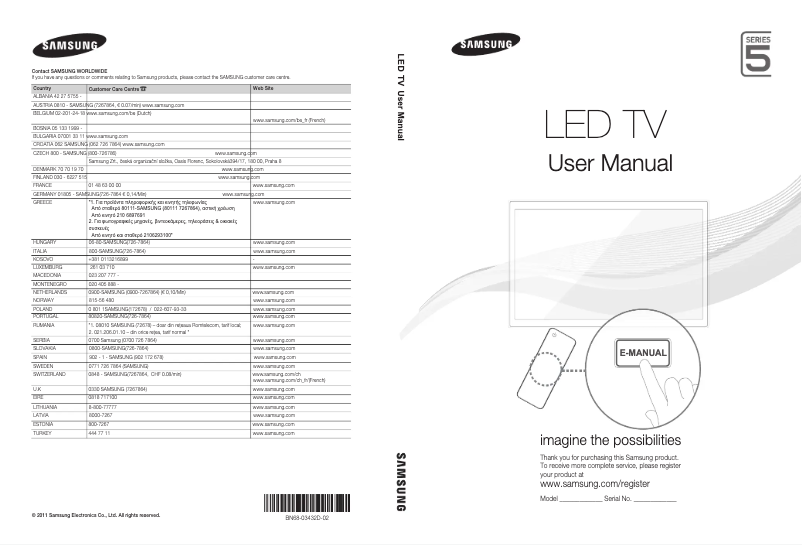 First page image of the manual for UE37D5000PW