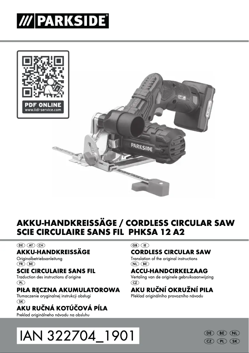 Page 1 of the manual User Manual Parkside PHKSA 12 A2
