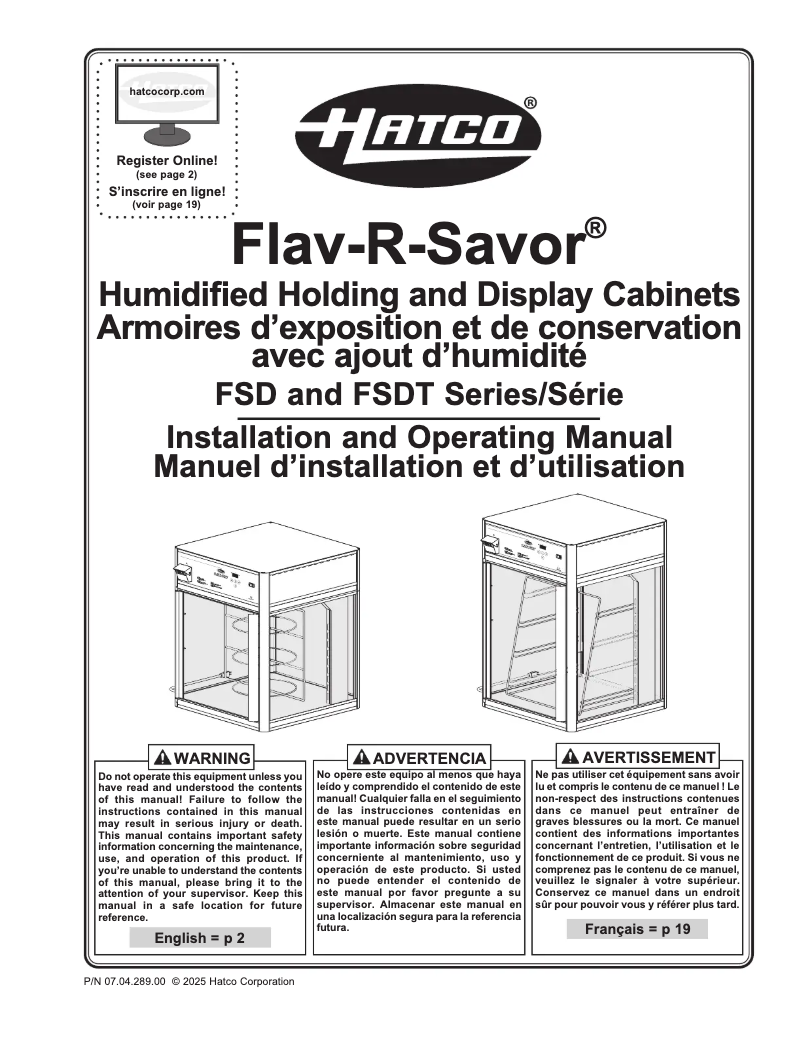 First page image of the manual for Flav-R-Savor FSDT-1