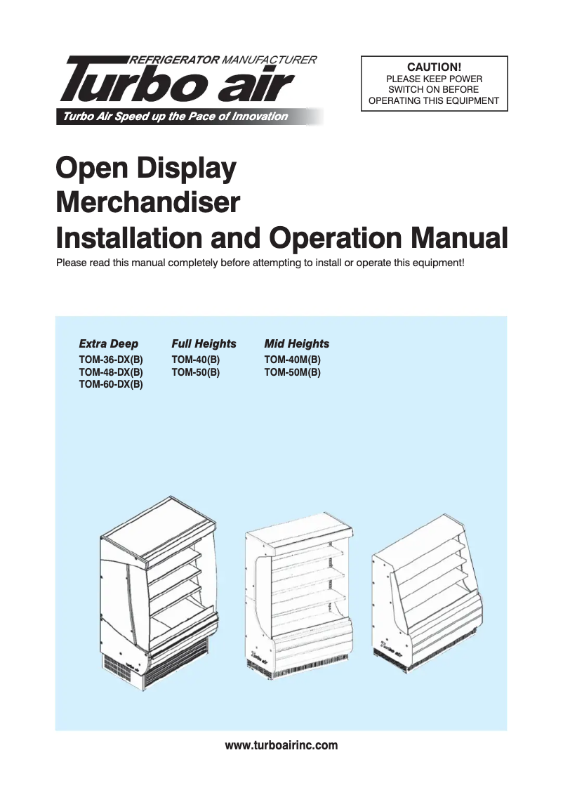 Page 1 of the manual User Manual Turbo air TOM-50