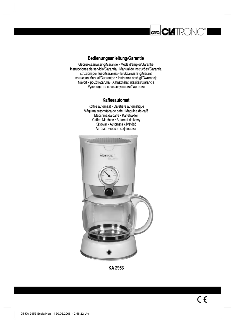 First page image of the manual for KA 2953