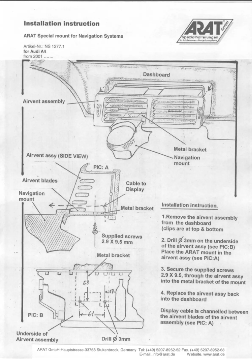 Page 1 of the manual User Manual Arat NS1277.1