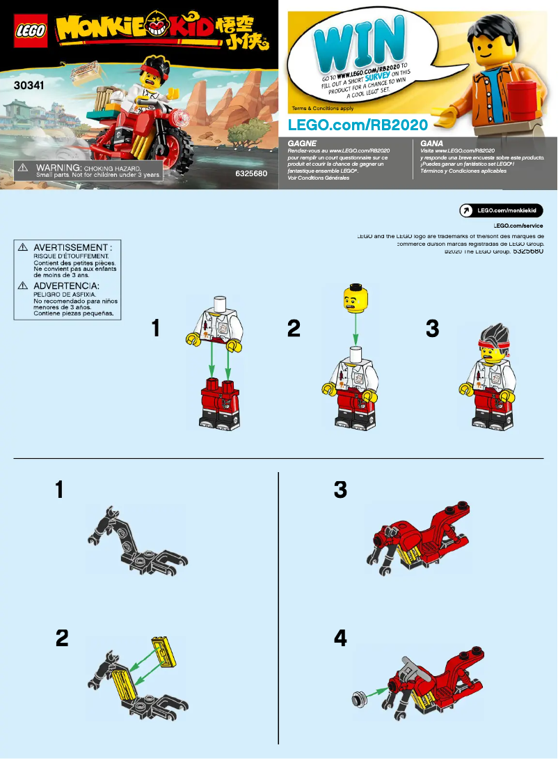 Page 1 de la notice Manuel utilisateur Lego Monkie Kid’s Delivery Bike 30341