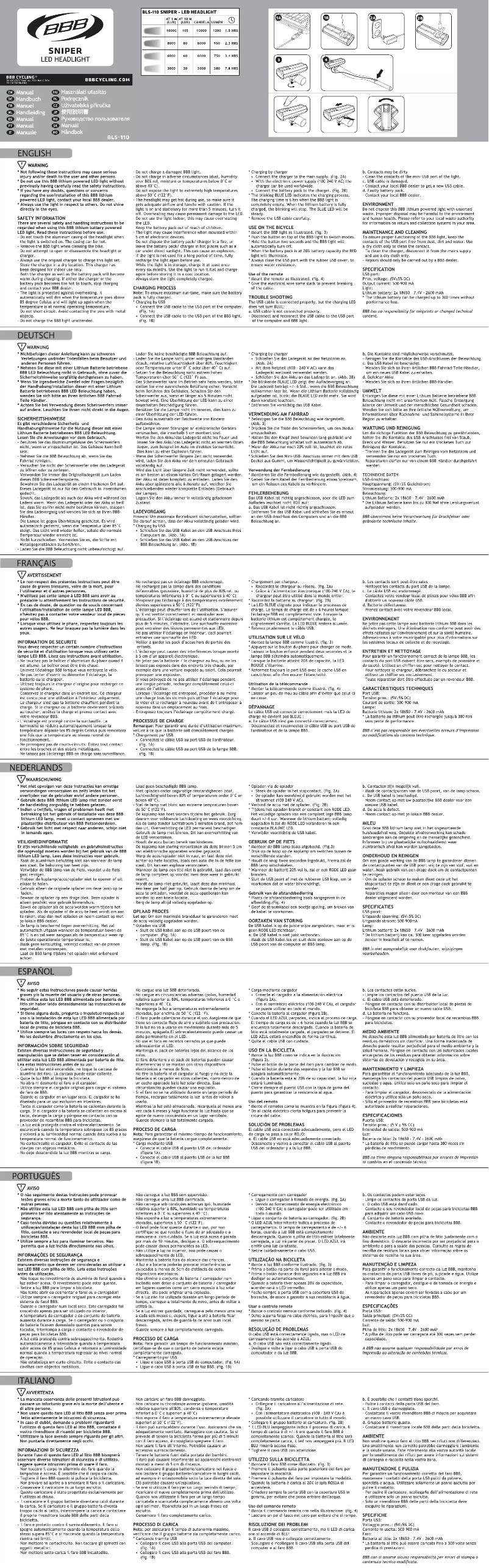 Page 1 of the manual User Manual BBB Sniper BLS-110