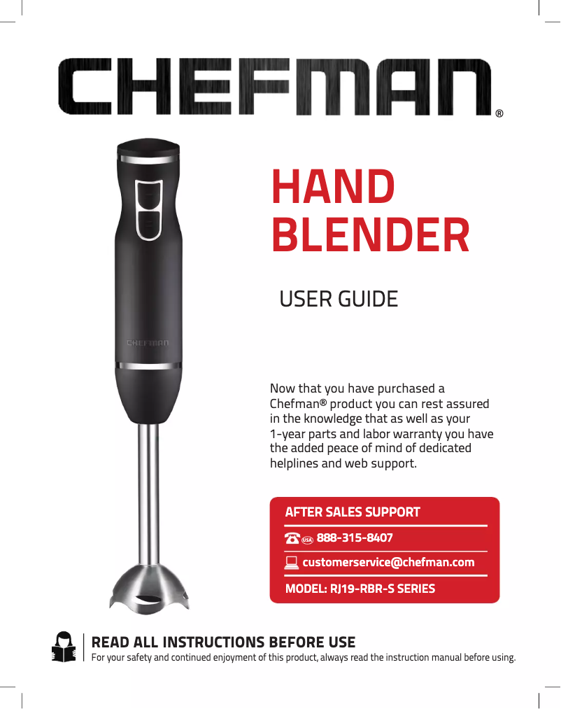 Page 1 of the manual User Manual Chefman Hand Blender