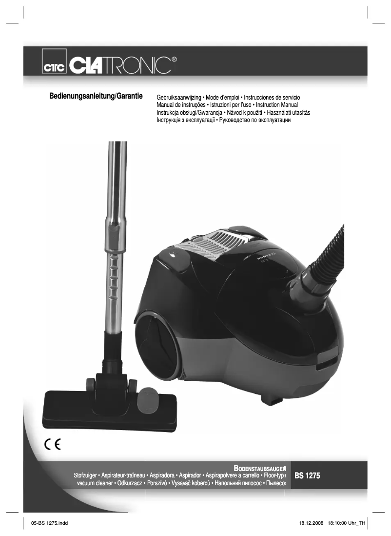Page 1 of the manual User Manual Clatronic BS 1275