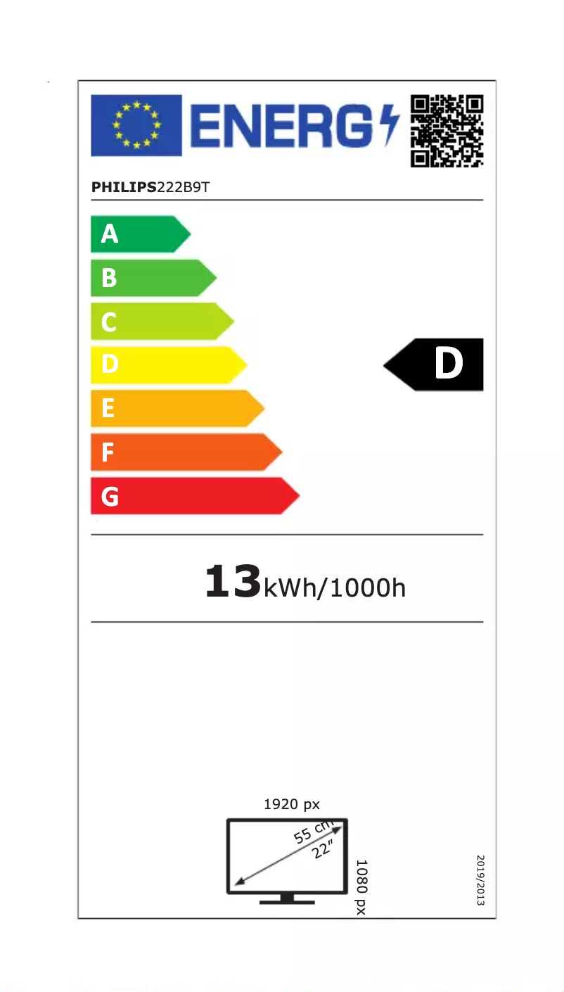 Page 1 of the manual Energy Label Philips 222B9T
