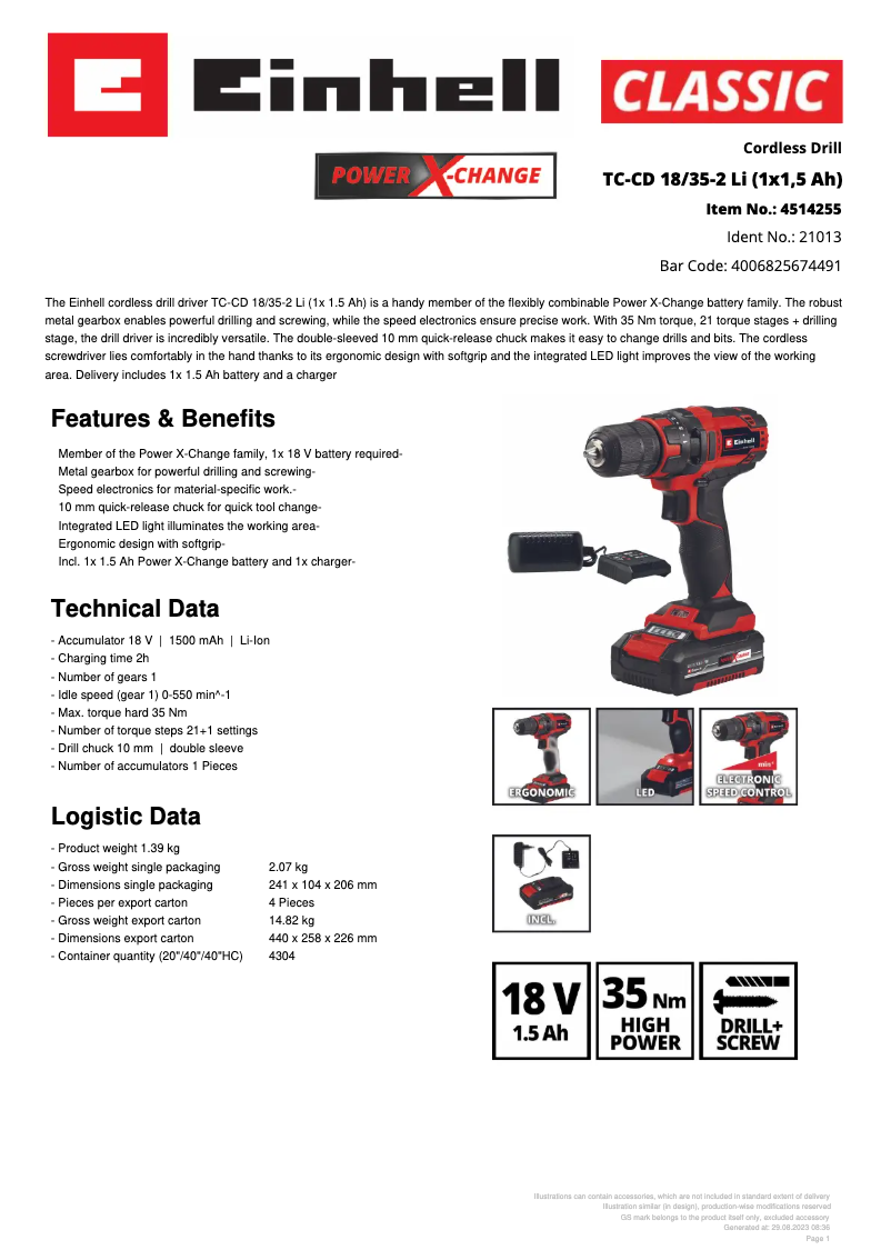 First page image of the manual for TC-CD 18/35-2 Li