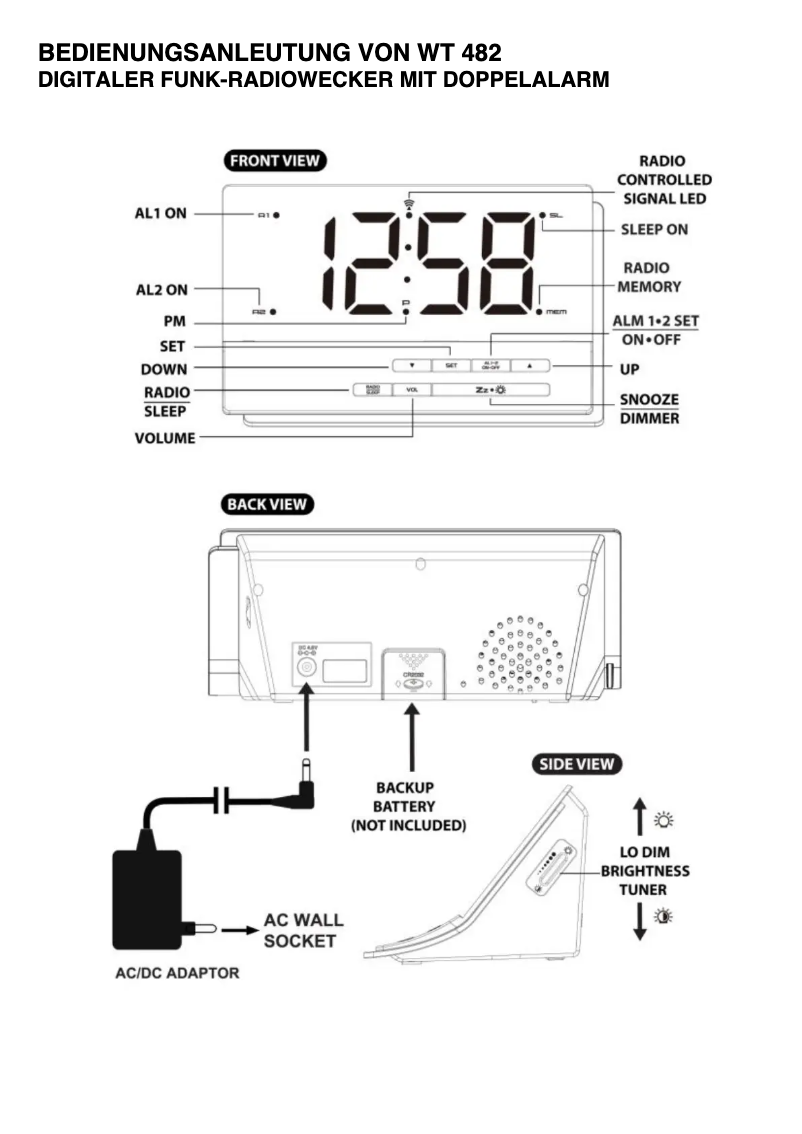 Page 1 of the manual User Manual Techno Line WT 482