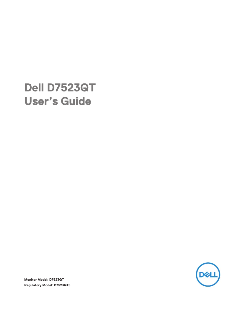 Page 1 of the manual User Manual Dell D7523QT