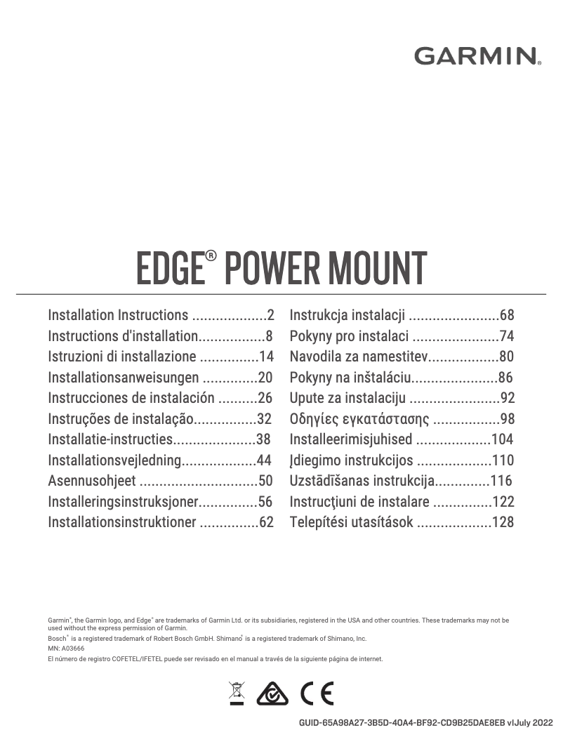Page 1 of the manual User Manual Garmin Edge Power Mount
