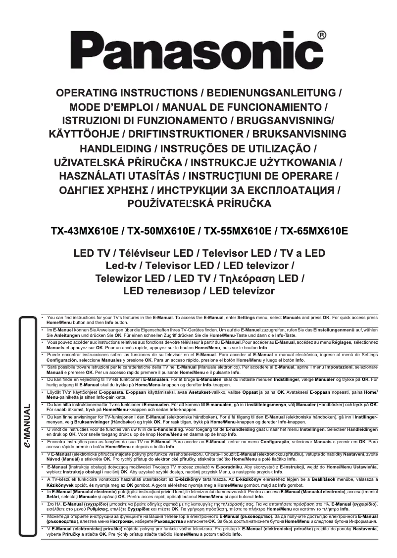 Page 1 of the manual User Manual Panasonic TX-65MX610E