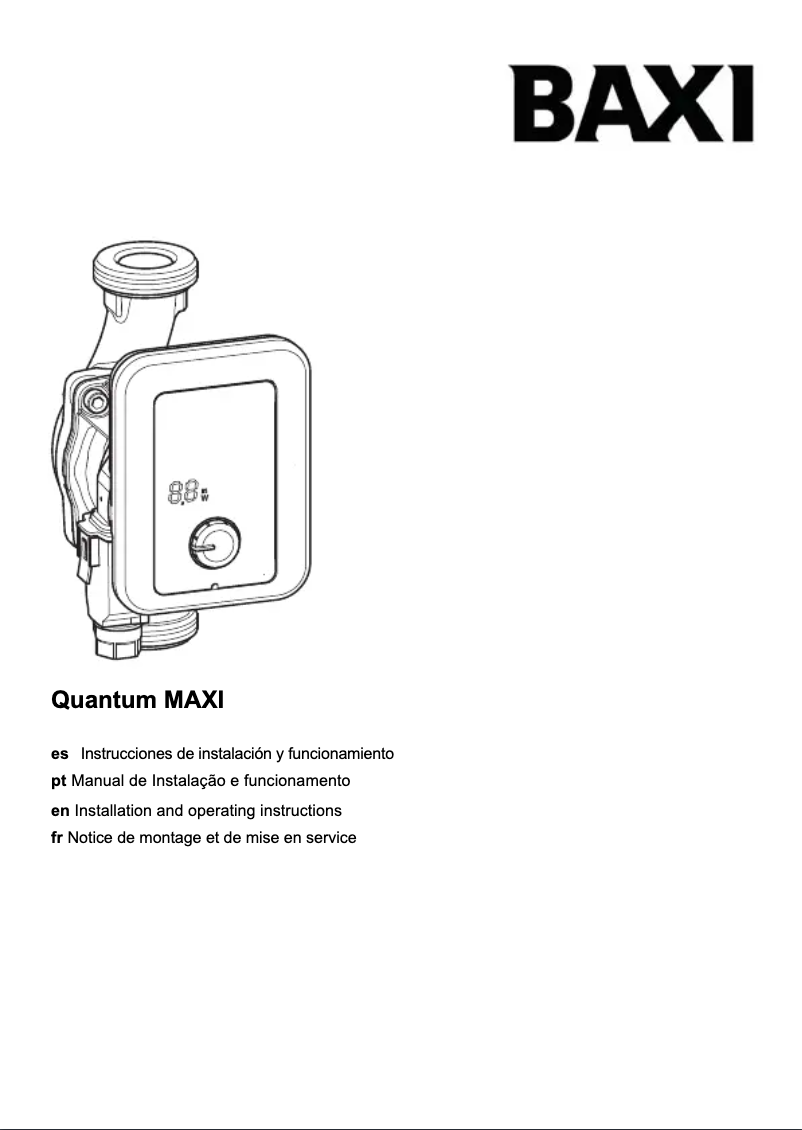 Page 1 of the manual User Manual Baxi Quantum Maxi