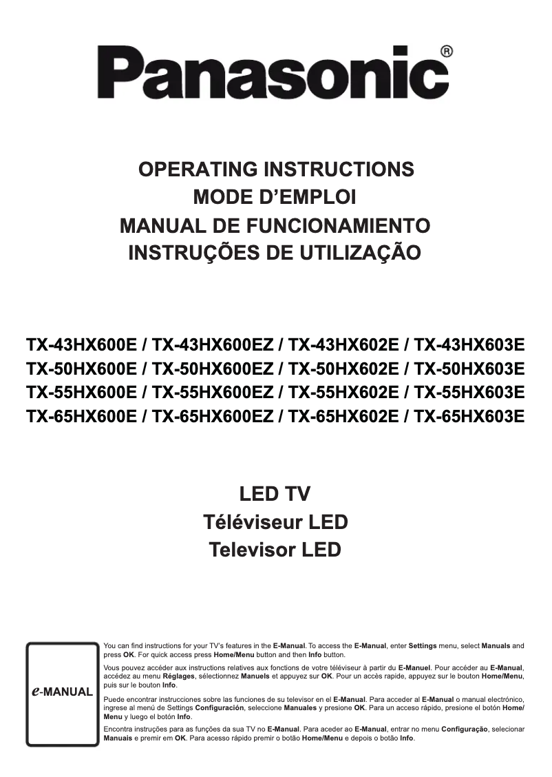 Page 1 of the manual User Manual Panasonic TX-65HX600E