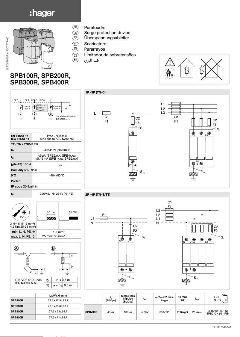 Page 1 of the manual User Manual Hager SPB300R