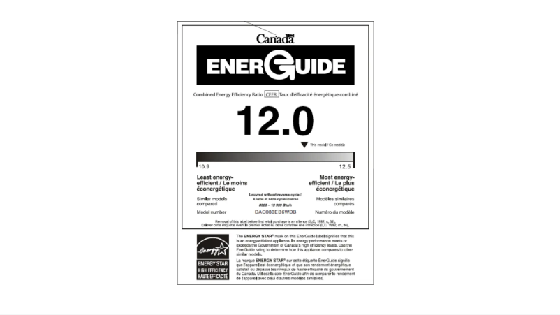 Page 1 of the manual Energy Label Danby DAC080EB6WDB