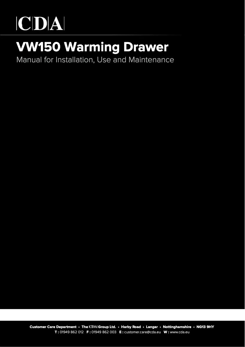 Page 1 of the manual User Manual CDA VW150