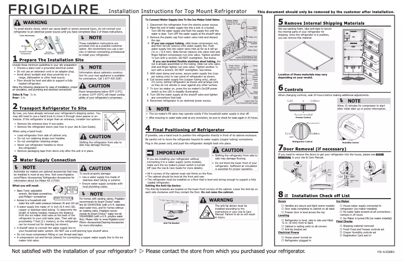 First page image of the manual for FFHI1835VS