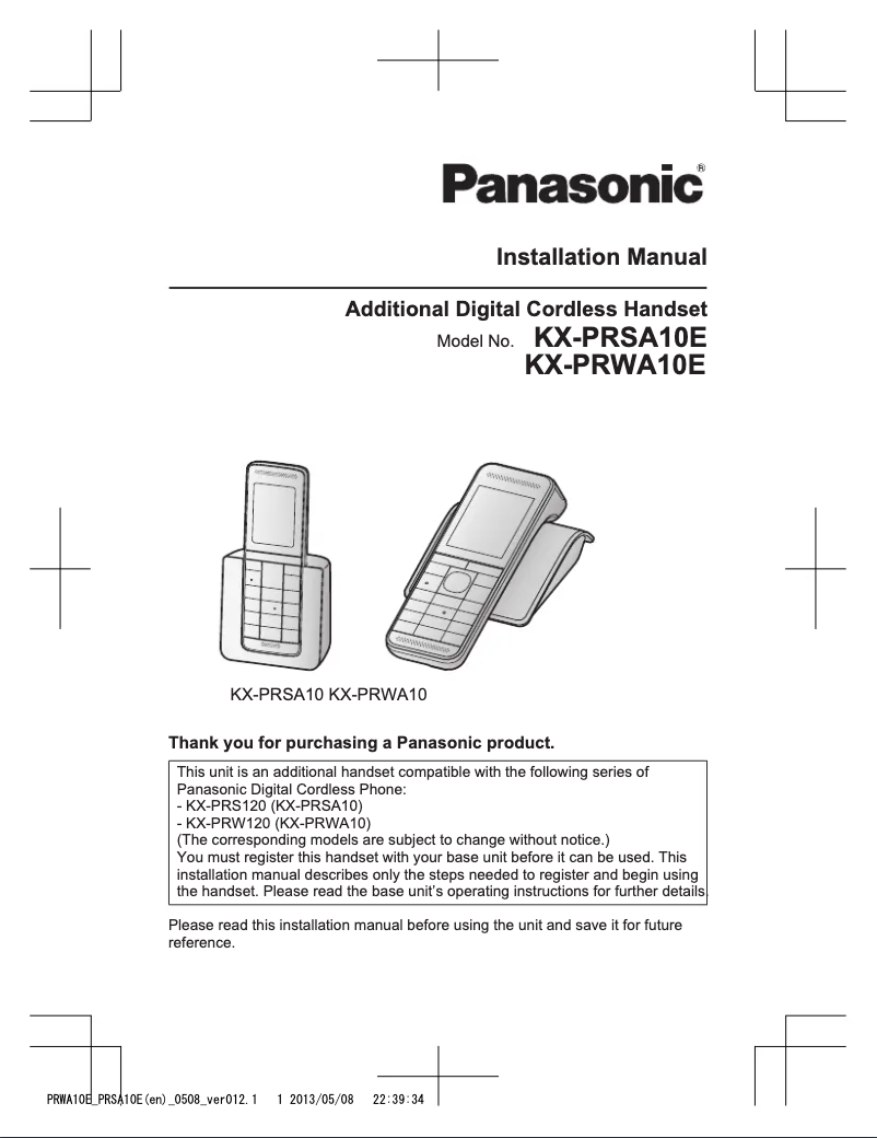 Page 1 of the manual User Manual Panasonic KX-PRWA10E