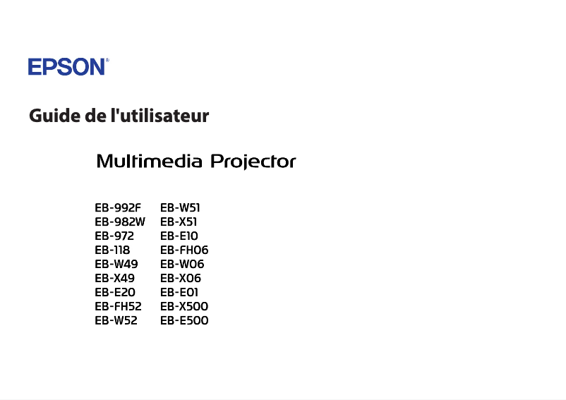Page 1 de la notice Manuel utilisateur Epson EB-992F