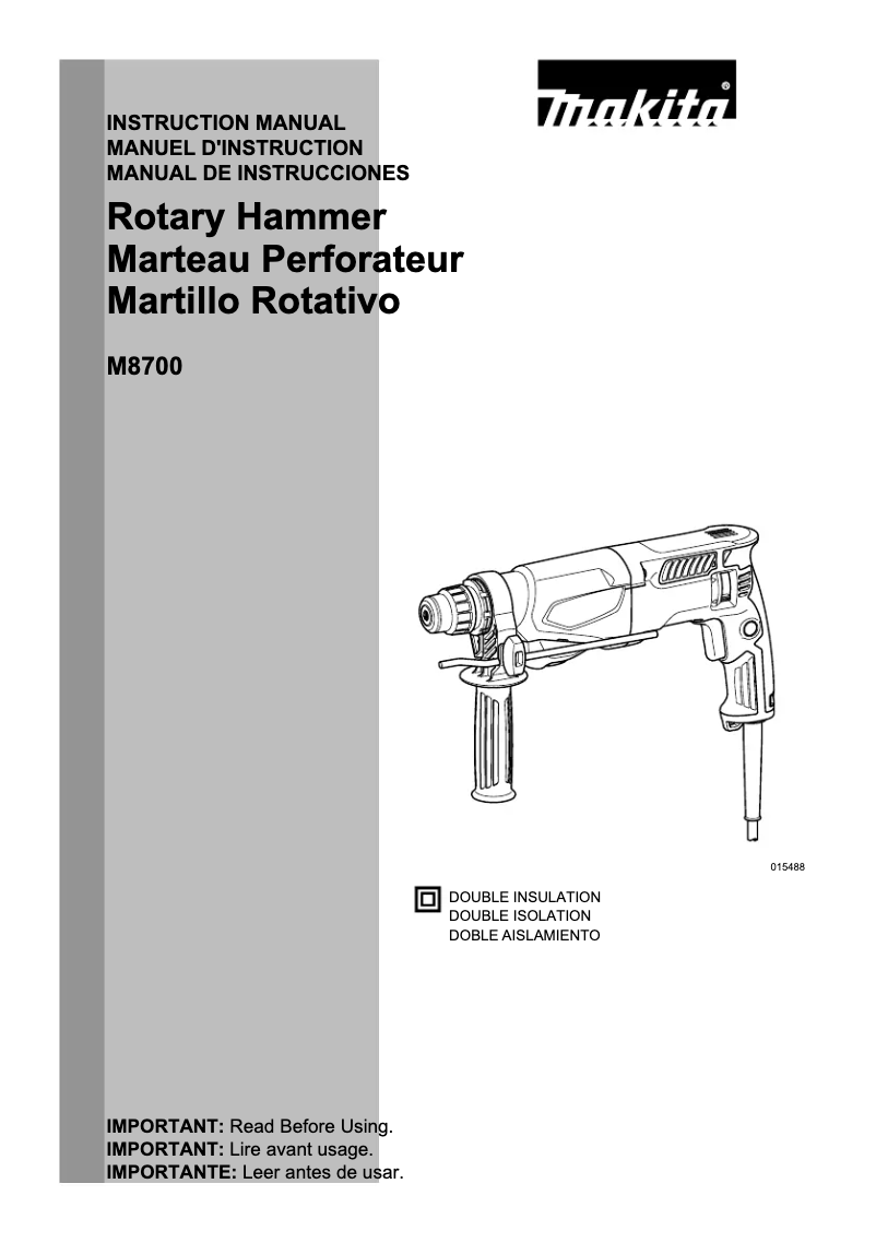 Page 1 of the manual User Manual Makita M8700