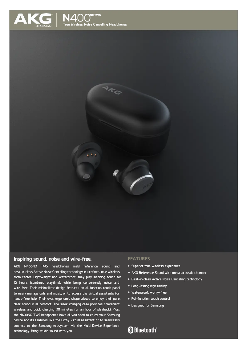 Page 1 of the manual Technical Sheet AKG N400NC TWS