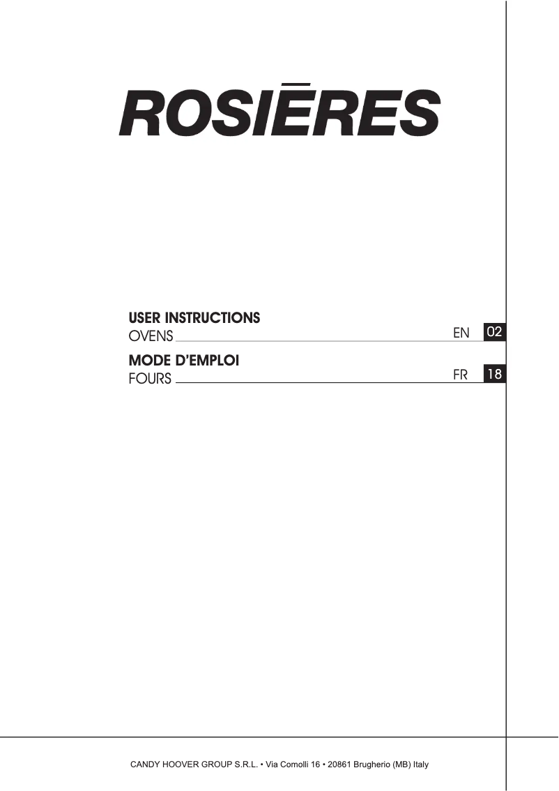 Page 1 of the manual User Manual Rosieres RFDP 0507 PNI