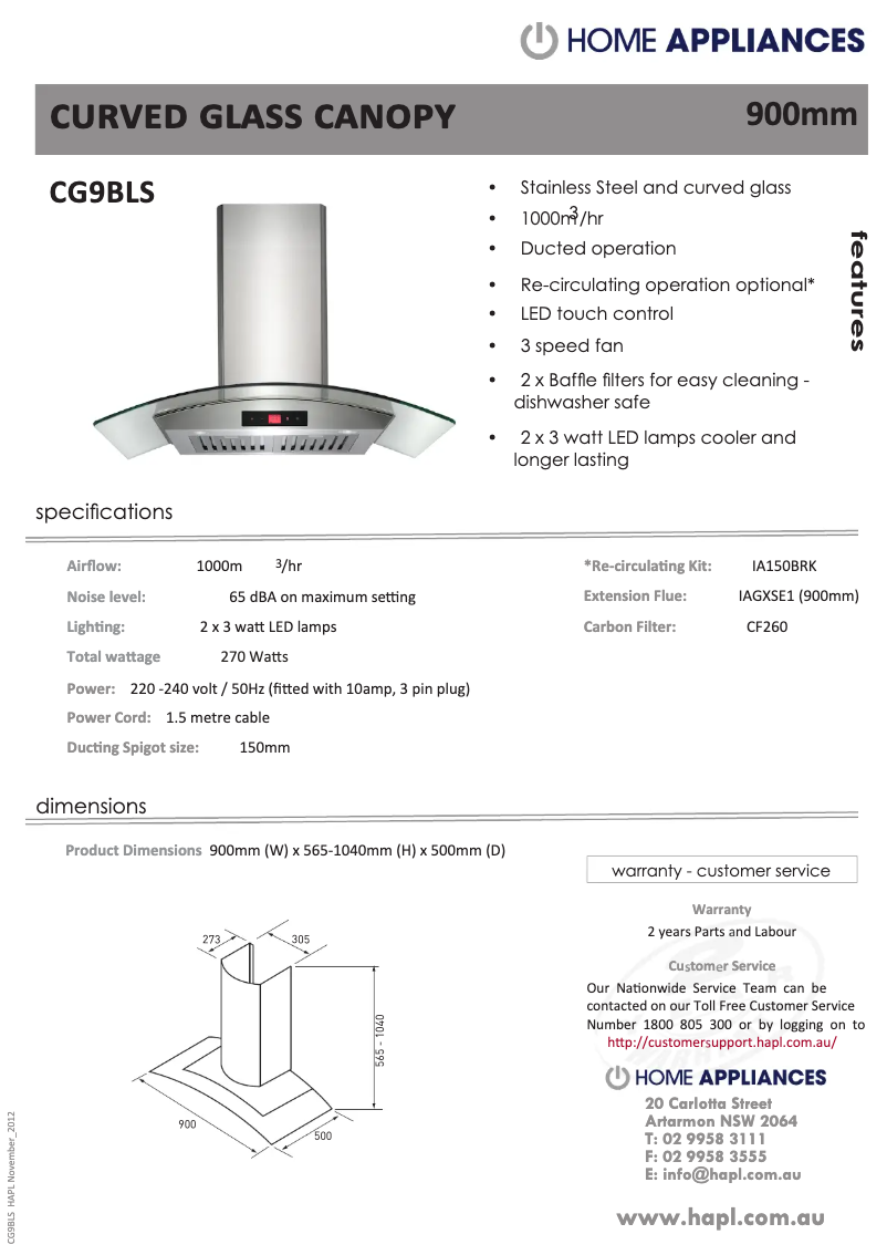 First page image of the manual for CG6BLS