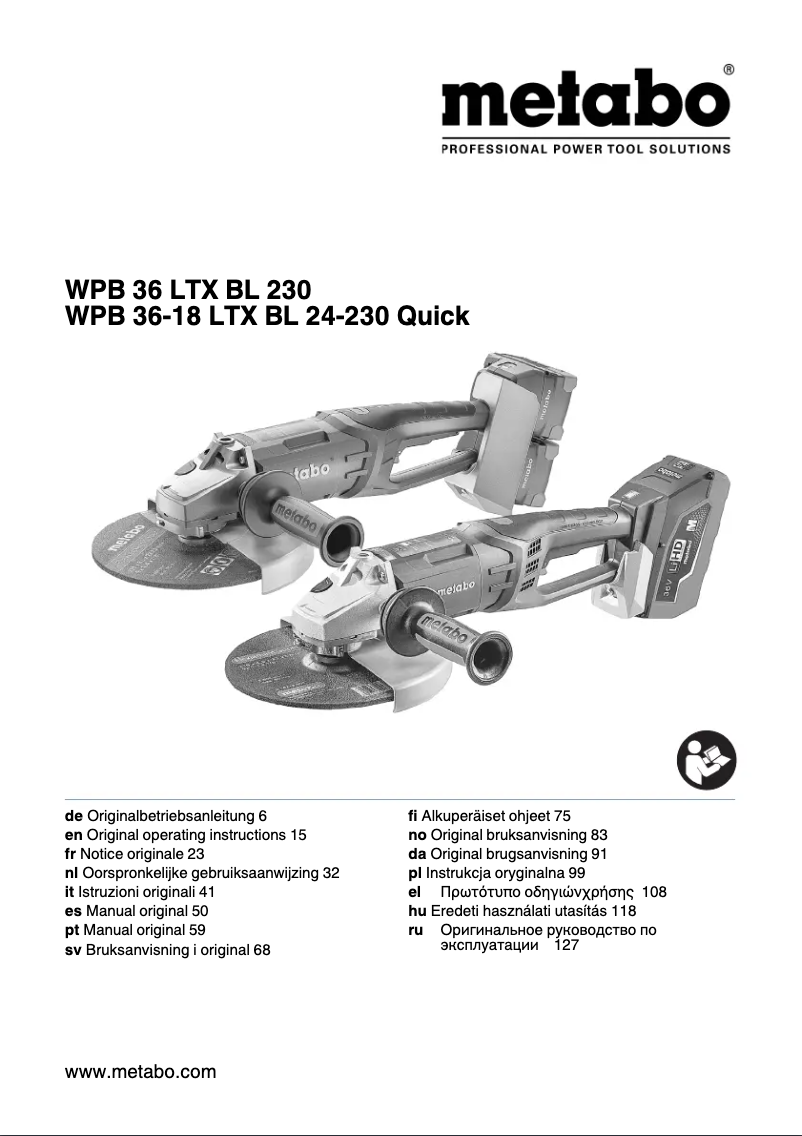 Page 1 of the manual User Manual Metabo WPB 36-18 LTX BL 24-230 Quick