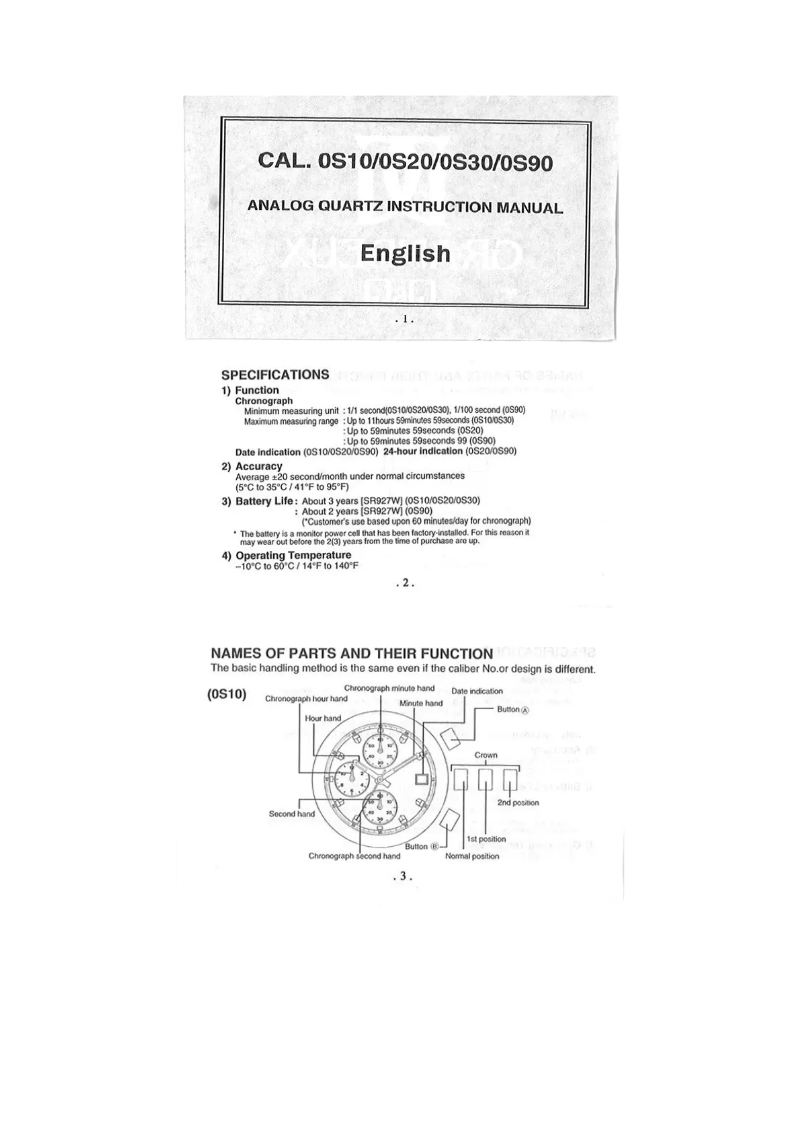 First page image of the manual for 0S20