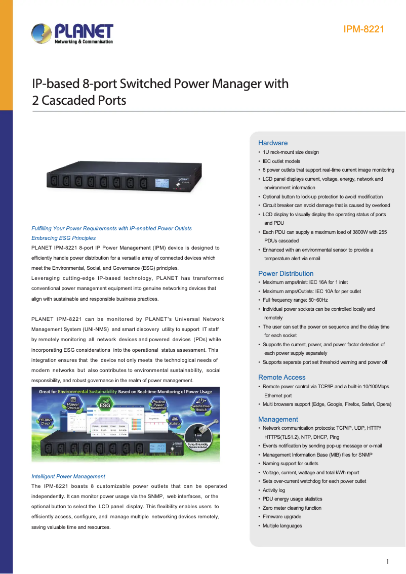 First page image of the manual for IPM-8221