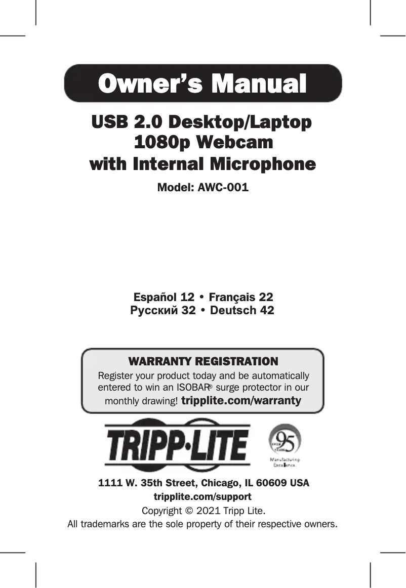 Page 1 of the manual User Manual Tripp Lite AWC-001