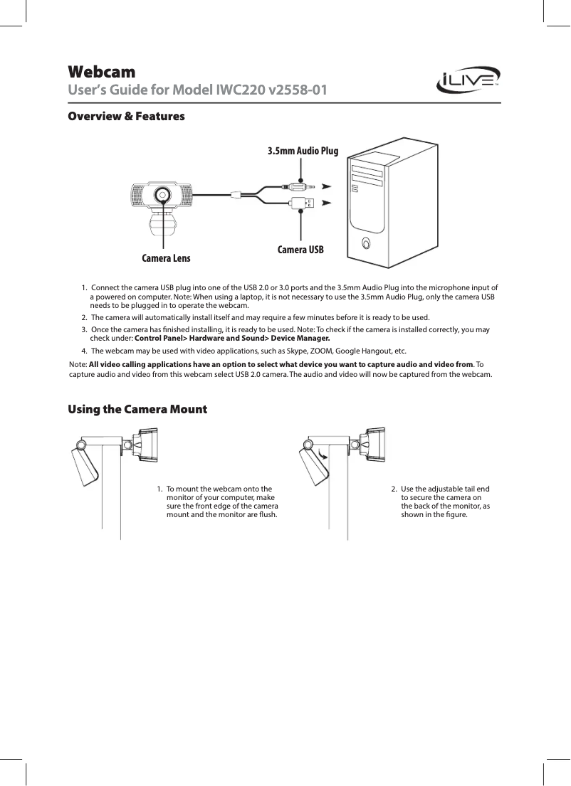 Page 1 of the manual User Manual iLive IWC220