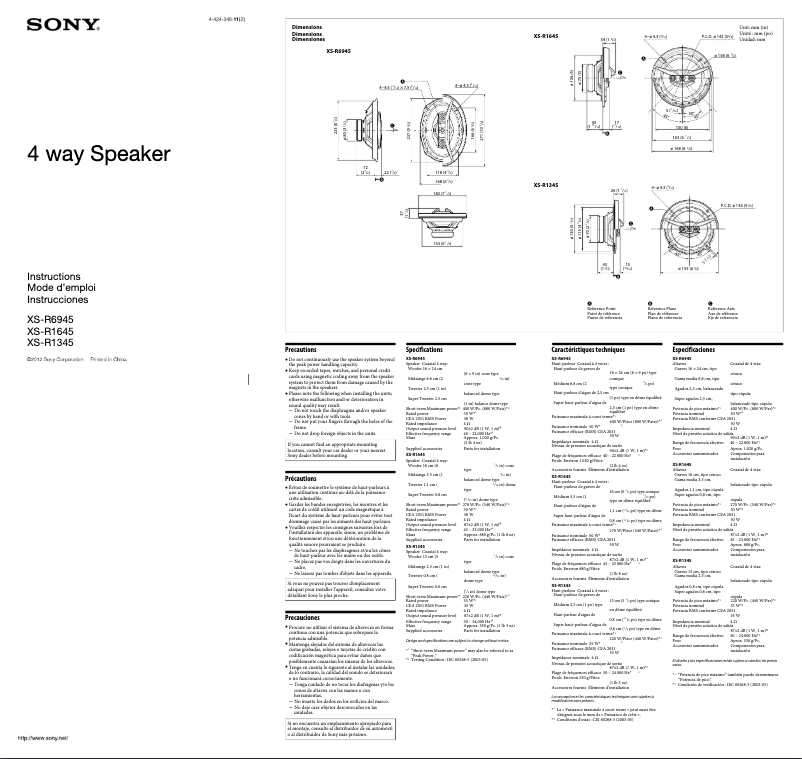 Page 1 of the manual User Manual Sony XS-R6945
