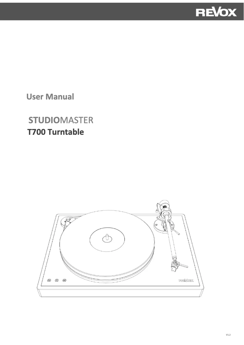 First page image of the manual for Studiomaster T700